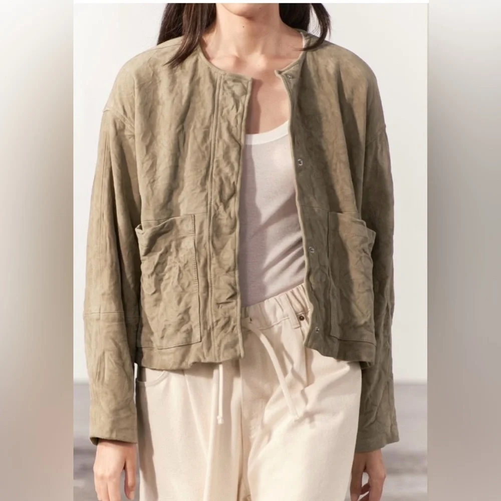 NWOT Zara ZW Collection 100% Suede Leather Jacket - Picture 5 of 12